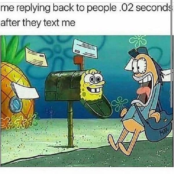 Funny Spongebob meme replying back to people