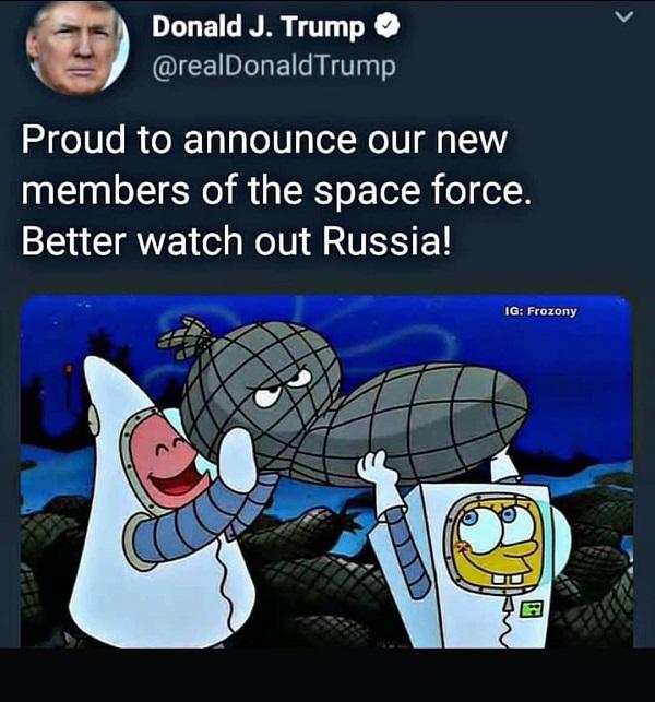 Funny Spongebob meme space force