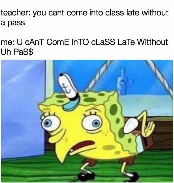 spongebob mocking meme teacher