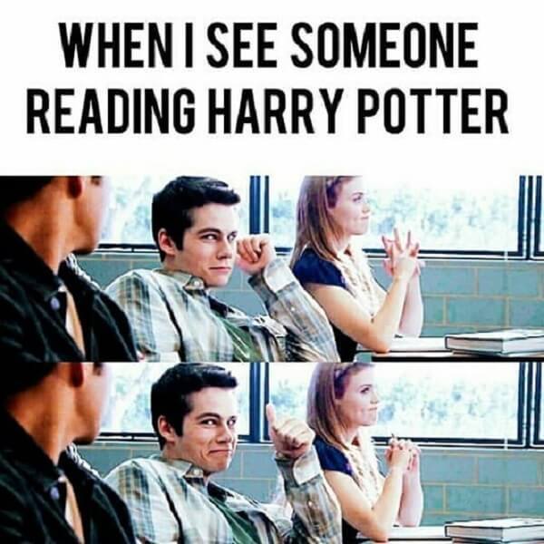 Harry Potter memes when i sees someone reading harry potter