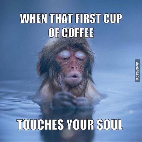 coffee meme when that first cup of coffee
