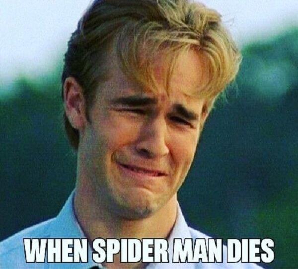 crying memes when spider man dies