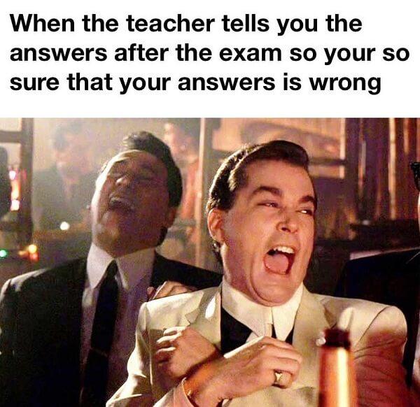 funny laughing memes when the teachers tells you the answer after the exams...