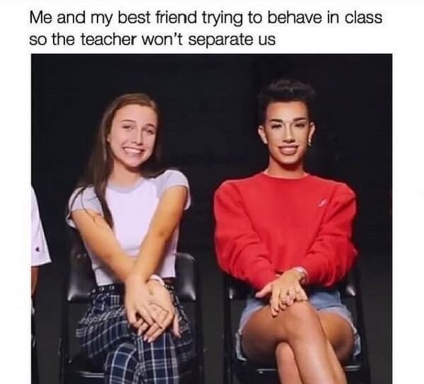 laughing kid meme me and my best friend in class