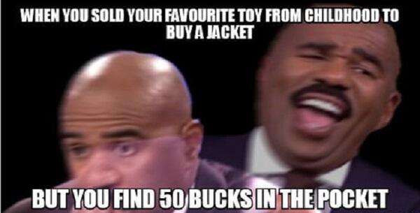 steve harvey laughing meme when you sold your favorite toy