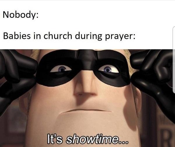 christian meme baby in chuch