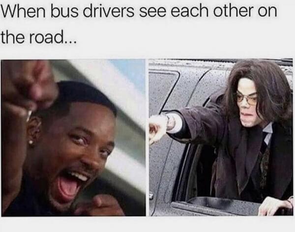 clean memes when bus drivers see each other