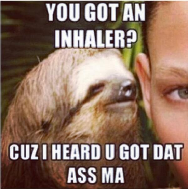 creepy sloth meme you got an inhaler