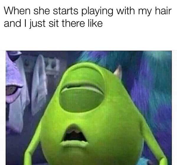 disney meme when she starts pleying with my hair..