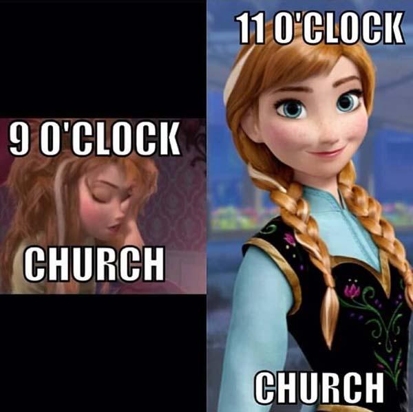 frozen memes 9 o'clock church vs 11 o'clock church