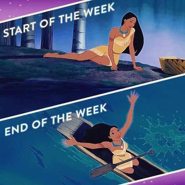 princess meme start of the week vs end of the week