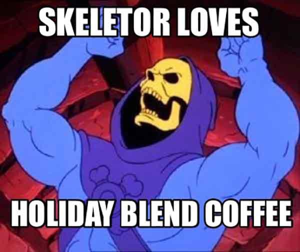 funny skeleton meme about coffee