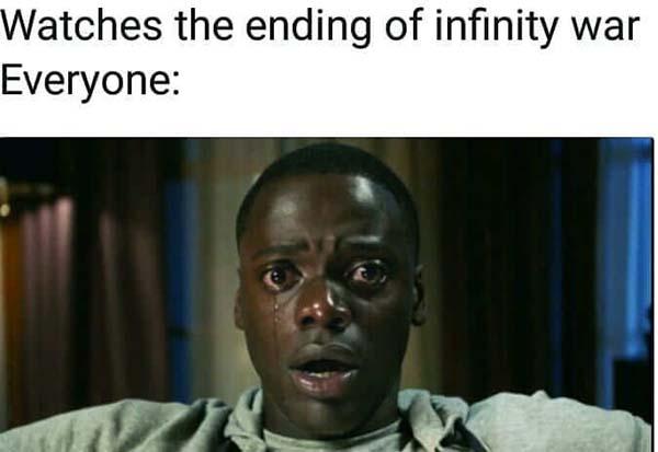 get out meme watches the ending of infinity war..