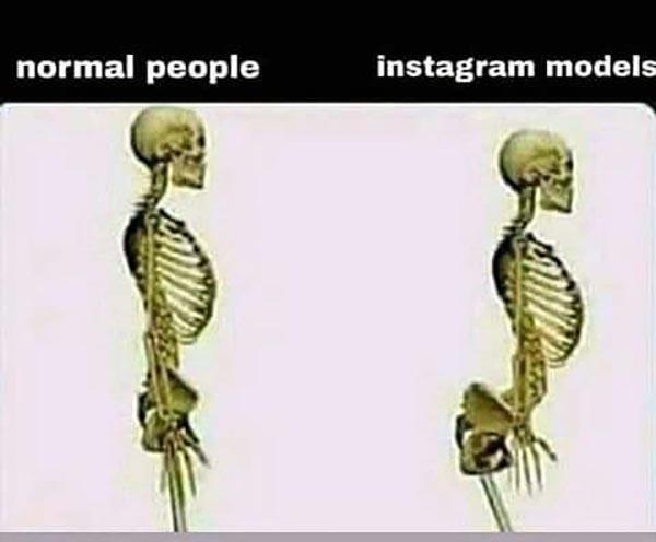 skeleton meme normal people vs instagram models