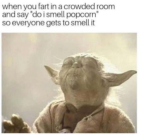 funny yoda meme when you fart in a crowed room