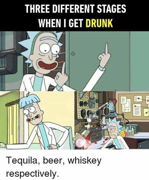 rick and morty memes three stage when i'm drunk..