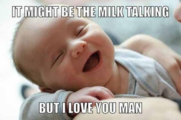 Milk-Talking baby smiling meme