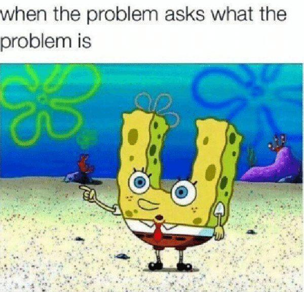 When the Problem Asks What the Problem Is - spongebob sarcastic meme