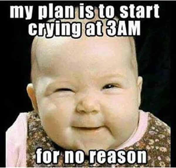 my plan is to start crying at 3am for no reason - baby crying meme