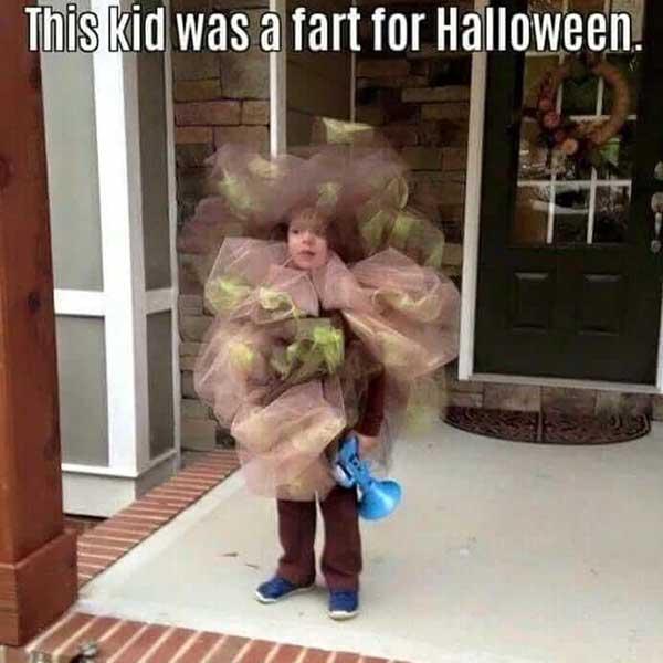 the kid was a fart for halloween... fart meme