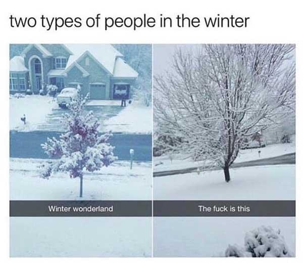 two types of people in the winter - snow meme