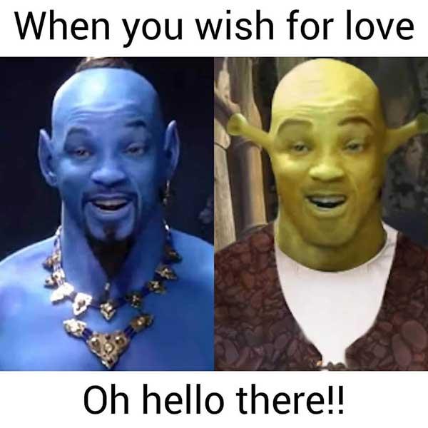 when you wish for love...will smith genie meme