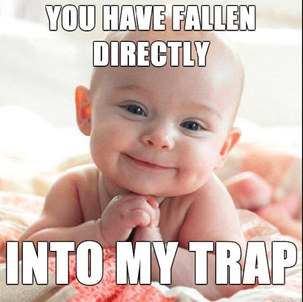 you have fallen directly into my trap - new baby meme