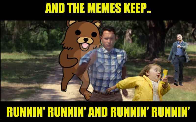 and the meme keep runnin runnin - running away meme