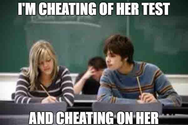 cheating on test meme