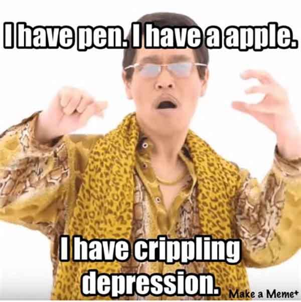 i have pen i have a apple i have creepling depression