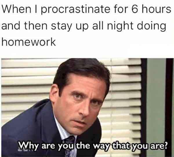 procrastinating homework meme