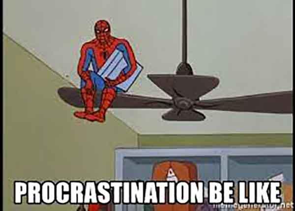 procrastination spiderman meme