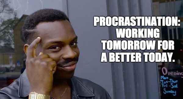 procrastinate homework in a sentence